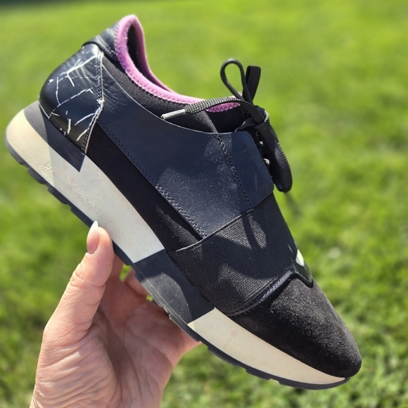 Balenciaga Woman's Race Runner Sneakers Black White And Pink   Size EU 40 US 10 - Picture 1 of 11